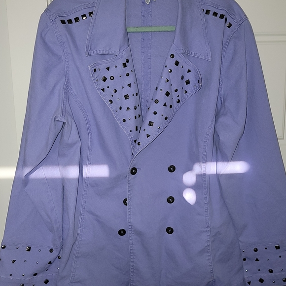 Lavender denim studded jacket - Picture 1 of 5